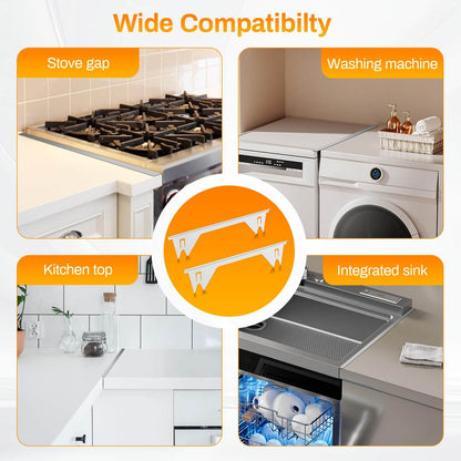 Stainless Steel Stove Gap Covers,Stove Gap Filler, Range Trim Kit, Stove Gap Guards, Heat Resistant and Easy to Clean, Easy retractable Length 13.8" to 27.5", Width 0.79",Black 0r silver (2PCS)