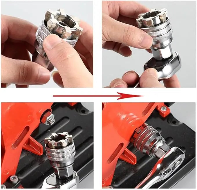Professional Universal Socket Wrench - Self-Adjusting Repair Tool for Drills and Ratchets (3/8" Drive)