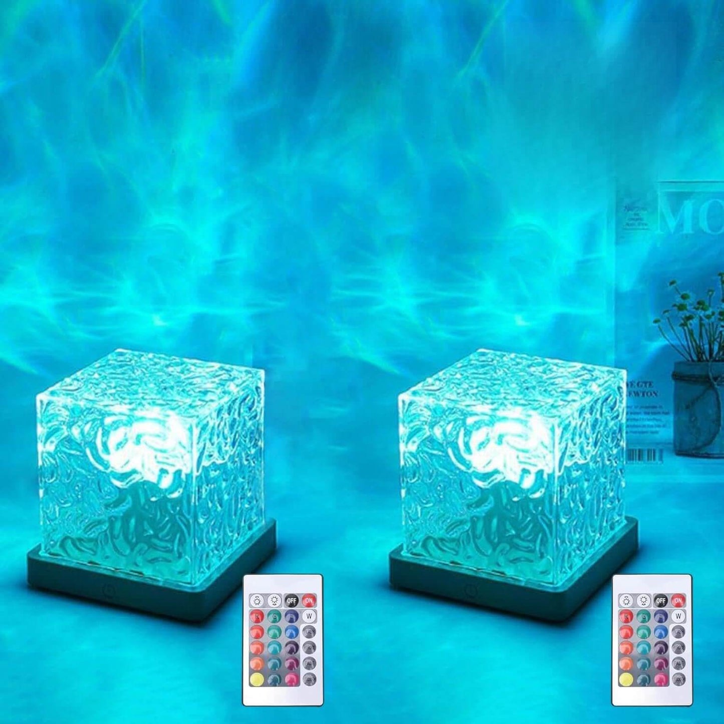 Ocean Wave Projector Light, 16-Color Cube Water Lamp, 3D Holographic Water Ripple Romantic Ambient Lighting for Child's Room，Aurora Night Light，Birthday and Christmas Gifts for Children 🌌