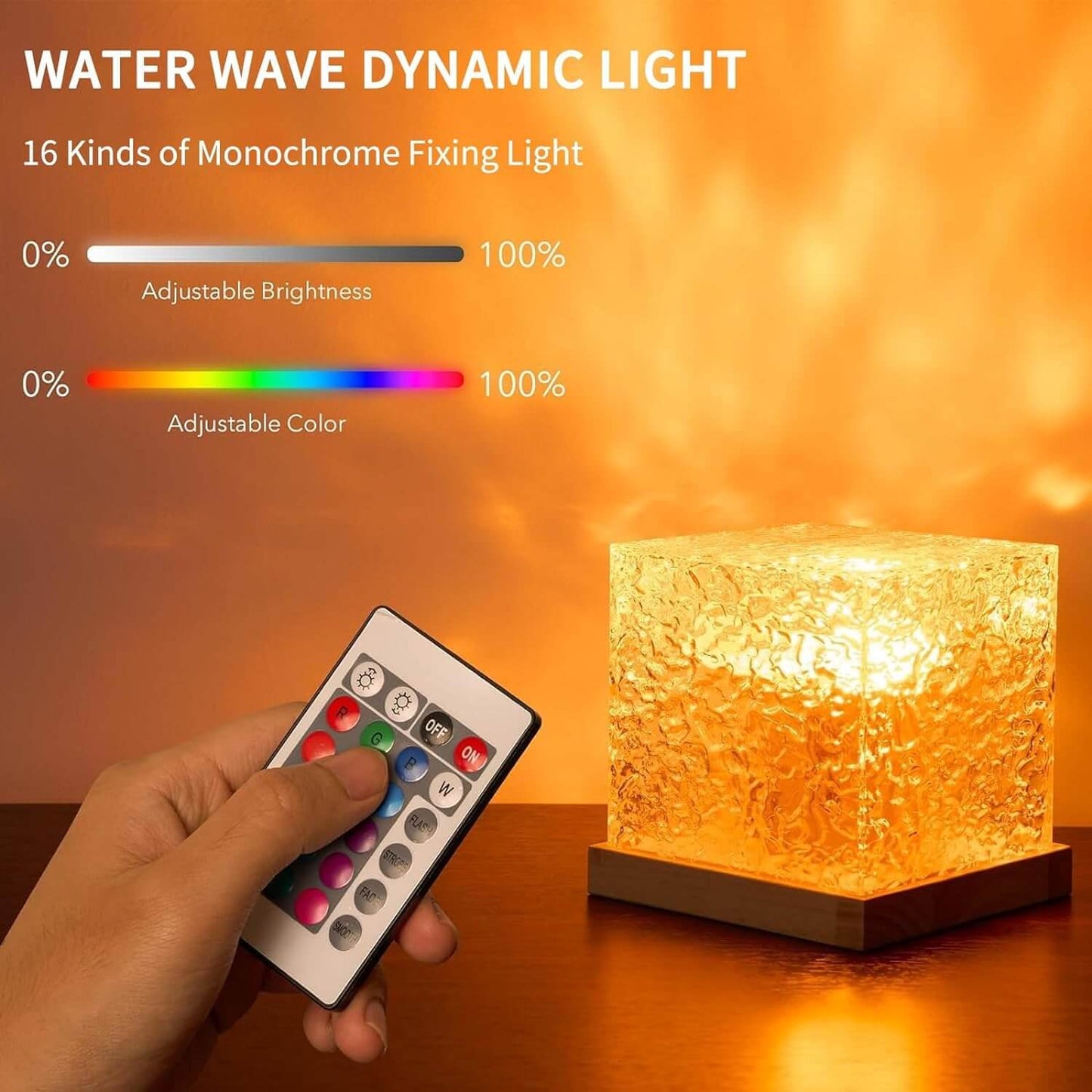 Ocean Wave Projector Light, 16-Color Cube Water Lamp, 3D Holographic Water Ripple Romantic Ambient Lighting for Child's Room，Aurora Night Light，Birthday and Christmas Gifts for Children 🌌