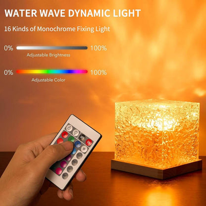 Ocean Wave Projector Light, 16-Color Cube Water Lamp, 3D Holographic Water Ripple Romantic Ambient Lighting for Child's Room，Aurora Night Light，Birthday and Christmas Gifts for Children 🌌
