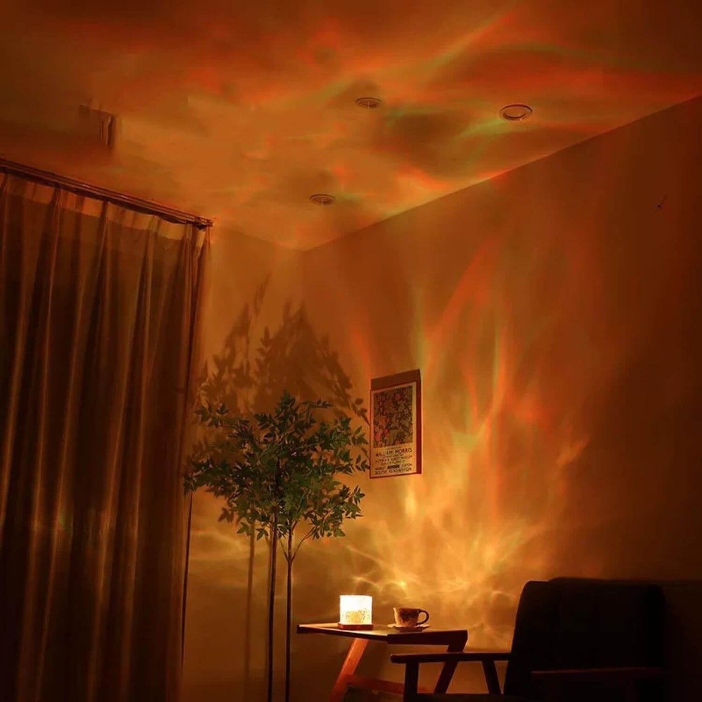 Ocean Wave Projector Light, 16-Color Cube Water Lamp, 3D Holographic Water Ripple Romantic Ambient Lighting for Child's Room，Aurora Night Light，Birthday and Christmas Gifts for Children 🌌